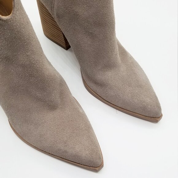 Marc Fisher Ommie Pointed Toe Boots 9M Pull On Block Heel Western Suede Leather - Picture 10 of 16